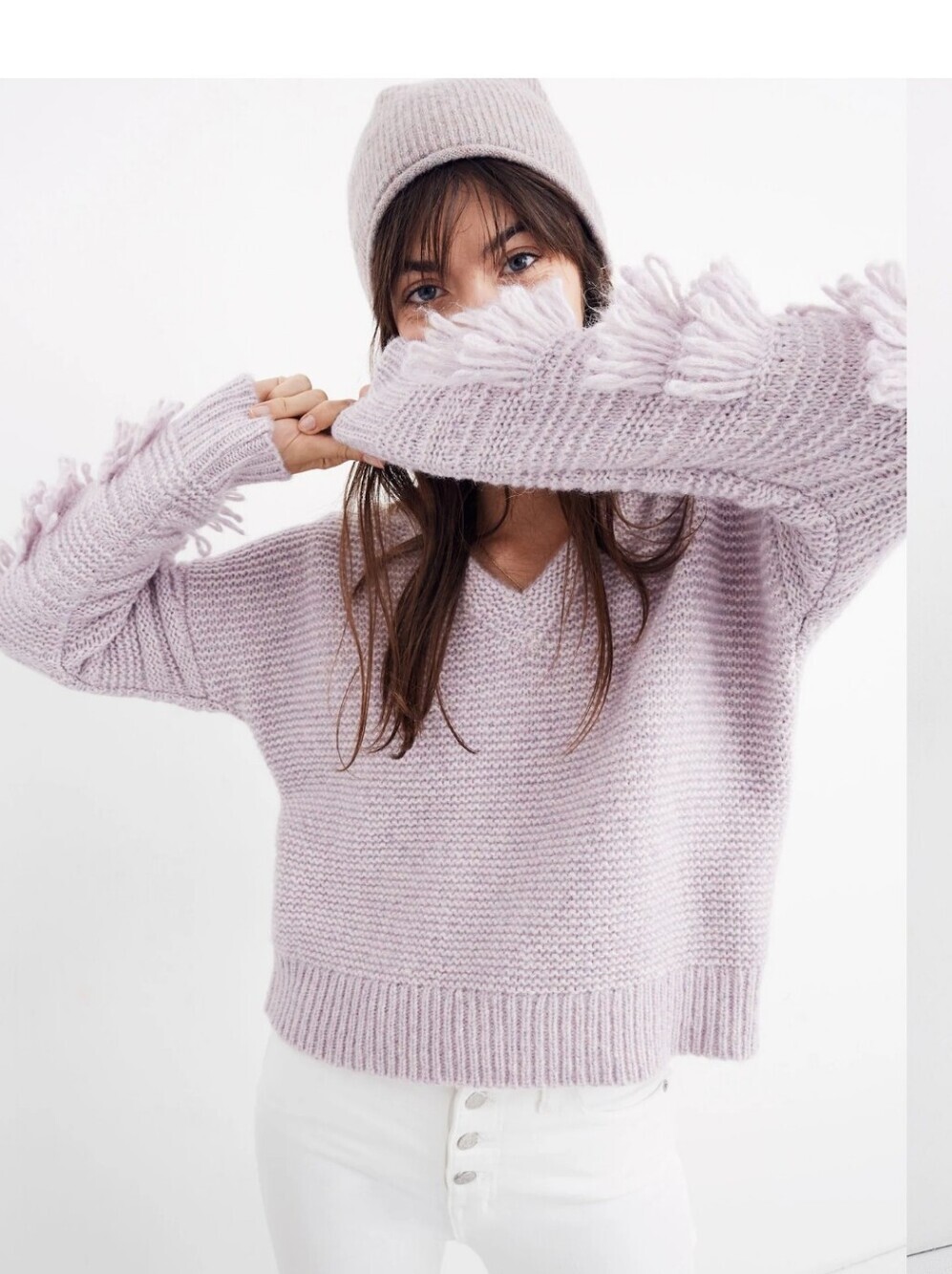 Madewell Purple Fringe Sweater Size Medium